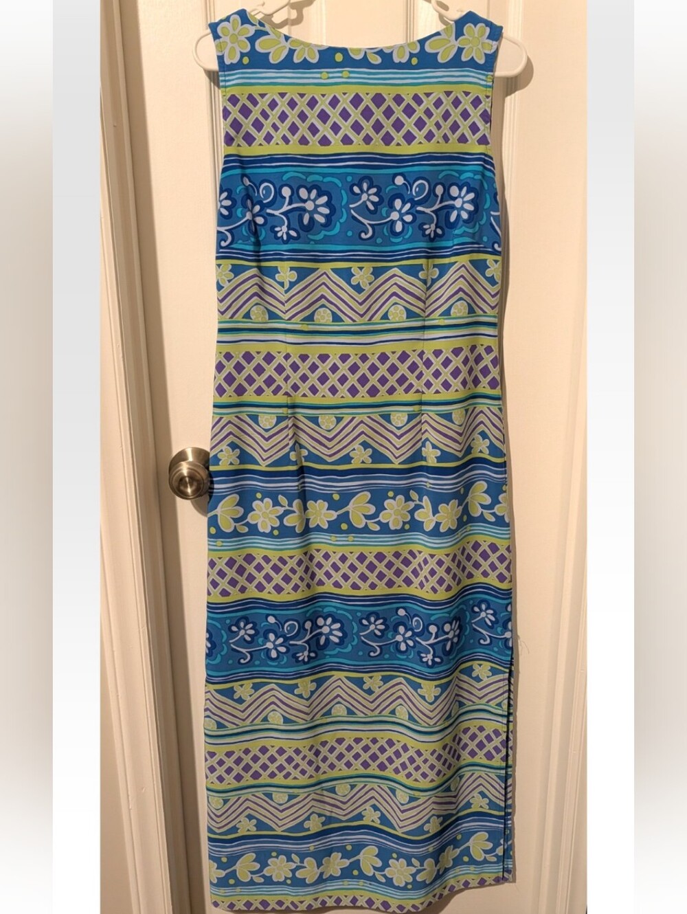 Sleeveless Maxi Dress in Blue, Green, and Purple by Kathie Lee, Size Medium